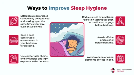 An infographic with tips on how to get a good night's sleep