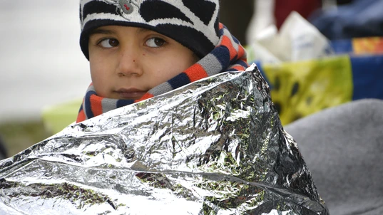 Child in shock blanket