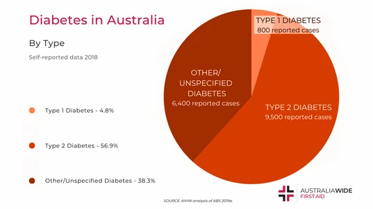 Graph breaking down the types of diabetes registered on death certificates in 2018