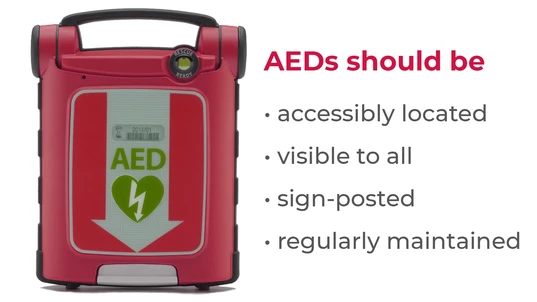 banner image with tips on finding an AED