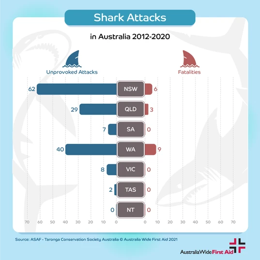Shark attack statistics in Australia by State 2012- 2020