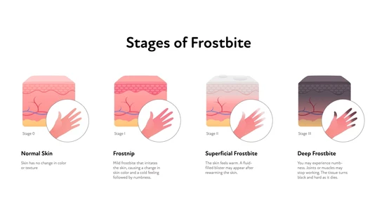 Stages of Frostbite graphic