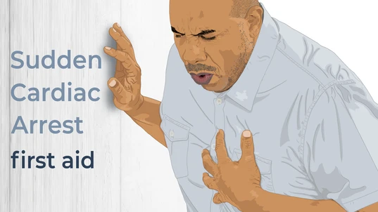 Man clutching his chest illustrating sudden cardiac arrest